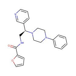 O=C(NC[C@@H](c1cccnc1)N1CCN(c2ccccc2)CC1)c1ccco1 ZINC000058133890