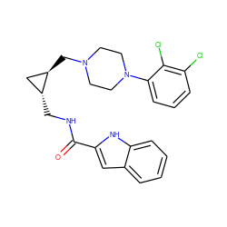 O=C(NC[C@@H]1C[C@H]1CN1CCN(c2cccc(Cl)c2Cl)CC1)c1cc2ccccc2[nH]1 ZINC001772629043