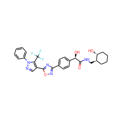 O=C(NC[C@@H]1CCCC[C@H]1O)[C@H](O)c1ccc(-c2noc(-c3cnn(-c4ccccc4)c3C(F)(F)F)n2)cc1 ZINC000167853001