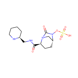 O=C(NC[C@@H]1CCCCN1)[C@@H]1CC[C@@H]2CN1C(=O)N2OS(=O)(=O)O ZINC000096168587