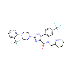 O=C(NC[C@@H]1CCCCN1)c1nc(N2CCN(c3ncccc3C(F)(F)F)CC2)[nH]c1-c1ccc(C(F)(F)F)cc1 ZINC000028953864