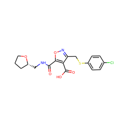 O=C(NC[C@@H]1CCCO1)c1onc(CSc2ccc(Cl)cc2)c1C(=O)O ZINC000008672411