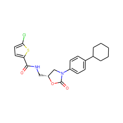 O=C(NC[C@@H]1CN(c2ccc(C3CCCCC3)cc2)C(=O)O1)c1ccc(Cl)s1 ZINC000113088322