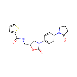 O=C(NC[C@@H]1CN(c2ccc(N3CCCC3=O)cc2)C(=O)O1)c1cccs1 ZINC000059549965