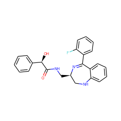 O=C(NC[C@@H]1CNc2ccccc2C(c2ccccc2F)=N1)[C@H](O)c1ccccc1 ZINC000027522815