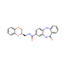 O=C(NC[C@@H]1COc2ccccc2O1)c1ccc2c(c1)NC(=O)c1ccccc1N2 ZINC000143754815