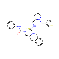 O=C(NC[C@@H]1Cc2ccccc2CN1C(=S)NC[C@H]1CCCN1Cc1ccsc1)Nc1ccccc1 ZINC000013489683