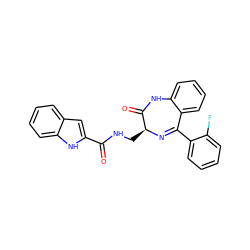 O=C(NC[C@@H]1N=C(c2ccccc2F)c2ccccc2NC1=O)c1cc2ccccc2[nH]1 ZINC000027520736