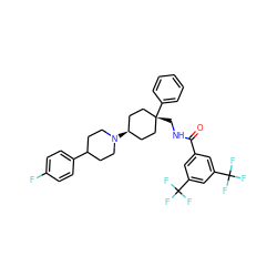 O=C(NC[C@]1(c2ccccc2)CC[C@H](N2CCC(c3ccc(F)cc3)CC2)CC1)c1cc(C(F)(F)F)cc(C(F)(F)F)c1 ZINC000102269384