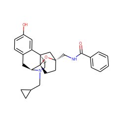 O=C(NC[C@]12CC[C@@]3(O1)[C@@H]1Cc4ccc(O)cc4[C@@]3(CCN1CC1CC1)C2)c1ccccc1 ZINC000101172793