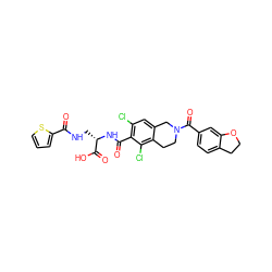 O=C(NC[C@H](NC(=O)c1c(Cl)cc2c(c1Cl)CCN(C(=O)c1ccc3c(c1)OCC3)C2)C(=O)O)c1cccs1 ZINC000058582215