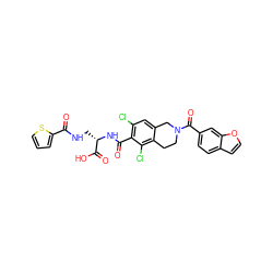 O=C(NC[C@H](NC(=O)c1c(Cl)cc2c(c1Cl)CCN(C(=O)c1ccc3ccoc3c1)C2)C(=O)O)c1cccs1 ZINC000058660990