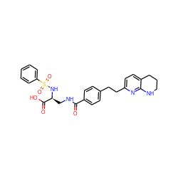 O=C(NC[C@H](NS(=O)(=O)c1ccccc1)C(=O)O)c1ccc(CCc2ccc3c(n2)NCCC3)cc1 ZINC000013492623