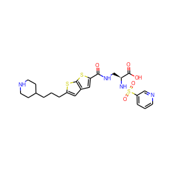 O=C(NC[C@H](NS(=O)(=O)c1cccnc1)C(=O)O)c1cc2cc(CCCC3CCNCC3)sc2s1 ZINC000026491578