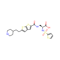 O=C(NC[C@H](NS(=O)(=O)c1cccs1)C(=O)O)c1cc2cc(CCC3CCNCC3)sc2s1 ZINC000026482108