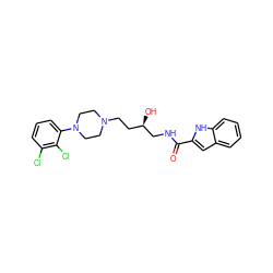 O=C(NC[C@H](O)CCN1CCN(c2cccc(Cl)c2Cl)CC1)c1cc2ccccc2[nH]1 ZINC000066151563