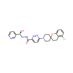 O=C(NC[C@H](O)c1cccnc1)c1ccc(N2CCC3(CCc4c(Cl)cccc4O3)CC2)nn1 ZINC000045348544