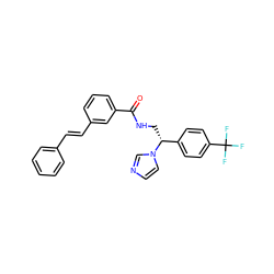 O=C(NC[C@H](c1ccc(C(F)(F)F)cc1)n1ccnc1)c1cccc(/C=C/c2ccccc2)c1 ZINC001772646543