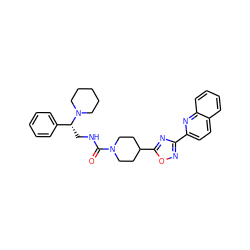 O=C(NC[C@H](c1ccccc1)N1CCCCC1)N1CCC(c2nc(-c3ccc4ccccc4n3)no2)CC1 ZINC000072181476