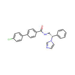 O=C(NC[C@H](c1ccccc1)n1ccnc1)c1ccc(-c2ccc(Cl)cc2)cc1 ZINC000000600806