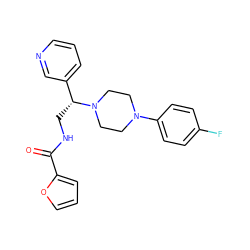 O=C(NC[C@H](c1cccnc1)N1CCN(c2ccc(F)cc2)CC1)c1ccco1 ZINC000058135963