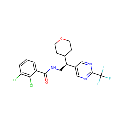 O=C(NC[C@H](c1cnc(C(F)(F)F)nc1)C1CCOCC1)c1cccc(Cl)c1Cl ZINC000217376027