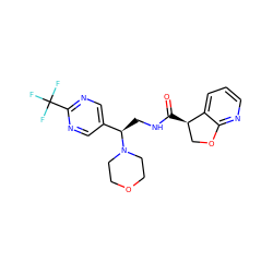 O=C(NC[C@H](c1cnc(C(F)(F)F)nc1)N1CCOCC1)[C@@H]1COc2ncccc21 ZINC000205621993