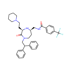 O=C(NC[C@H]1CCN(CC(c2ccccc2)c2ccccc2)C(=O)[C@@H](CCN2CCCCC2)N1)c1ccc(C(F)(F)F)cc1 ZINC000206895114