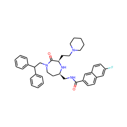 O=C(NC[C@H]1CCN(CC(c2ccccc2)c2ccccc2)C(=O)[C@@H](CCN2CCCCC2)N1)c1ccc2cc(F)ccc2c1 ZINC000206891626