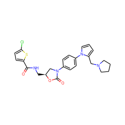 O=C(NC[C@H]1CN(c2ccc(-n3cccc3CN3CCCC3)cc2)C(=O)O1)c1ccc(Cl)s1 ZINC000299855803