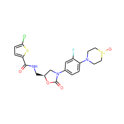 O=C(NC[C@H]1CN(c2ccc(N3CC[S+]([O-])CC3)c(F)c2)C(=O)O1)c1ccc(Cl)s1 ZINC000034395179