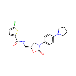 O=C(NC[C@H]1CN(c2ccc(N3CCCC3)cc2)C(=O)O1)c1ccc(Cl)s1 ZINC000034341398