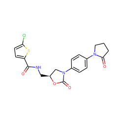 O=C(NC[C@H]1CN(c2ccc(N3CCCC3=O)cc2)C(=O)O1)c1ccc(Cl)s1 ZINC000013673223