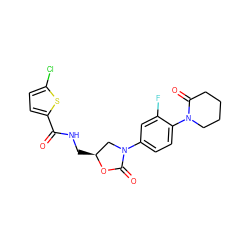 O=C(NC[C@H]1CN(c2ccc(N3CCCCC3=O)c(F)c2)C(=O)O1)c1ccc(Cl)s1 ZINC000169685213