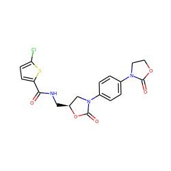 O=C(NC[C@H]1CN(c2ccc(N3CCOC3=O)cc2)C(=O)O1)c1ccc(Cl)s1 ZINC000113086186