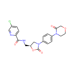 O=C(NC[C@H]1CN(c2ccc(N3CCOCC3=O)cc2)C(=O)O1)c1ccc(Cl)cn1 ZINC000013673243