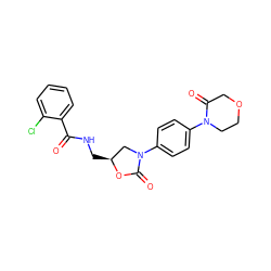 O=C(NC[C@H]1CN(c2ccc(N3CCOCC3=O)cc2)C(=O)O1)c1ccccc1Cl ZINC000012355081