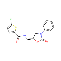 O=C(NC[C@H]1CN(c2ccccc2)C(=O)O1)c1ccc(Cl)s1 ZINC000096732029