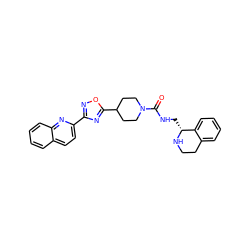 O=C(NC[C@H]1NCCc2ccccc21)N1CCC(c2nc(-c3ccc4ccccc4n3)no2)CC1 ZINC000072179267