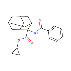 O=C(NC1(C(=O)NC2CC2)C2CC3CC(C2)CC1C3)c1ccccc1 ZINC000096273208