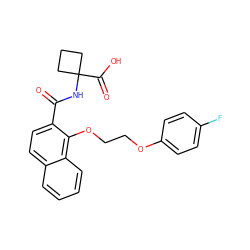 O=C(NC1(C(=O)O)CCC1)c1ccc2ccccc2c1OCCOc1ccc(F)cc1 ZINC000096170068