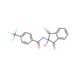 O=C(NC1(O)C(=O)c2ccccc2C1=O)c1ccc(C(F)(F)F)cc1 ZINC000000103174