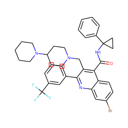 O=C(NC1(c2ccccc2)CC1)c1c(CN2CCC(N3CCCCC3)CC2)c(-c2cccc(C(F)(F)F)c2)nc2cc(Br)ccc12 ZINC000098052705