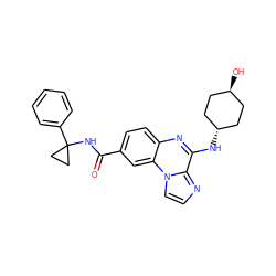 O=C(NC1(c2ccccc2)CC1)c1ccc2nc(N[C@H]3CC[C@H](O)CC3)c3nccn3c2c1 ZINC000261189532