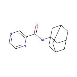 O=C(NC12CC3CC(CC(C3)C1)C2)c1cnccn1 ZINC000004197514