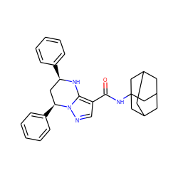 O=C(NC12CC3CC(CC(C3)C1)C2)c1cnn2c1N[C@H](c1ccccc1)C[C@@H]2c1ccccc1 ZINC000064559397