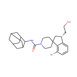 O=C(NC1C2CC3CC(C2)CC1C3)N1CCC2(CC1)C[C@H](CCO)c1cccc(Br)c12 ZINC000045387185