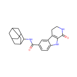 O=C(NC1C2CC3CC(C2)CC1C3)c1ccc2[nH]c3c(c2c1)CCNC3=O ZINC000028820110