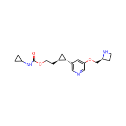 O=C(NC1CC1)OCC[C@H]1C[C@@H]1c1cncc(OC[C@@H]2CCN2)c1 ZINC000084635415