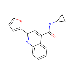 O=C(NC1CC1)c1cc(-c2ccco2)nc2ccccc12 ZINC000003359471